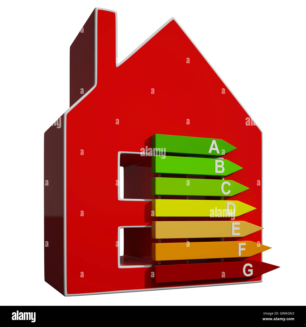 Energieeffizienz Rating Symbol bedeutet effiziente Haus Stockfoto