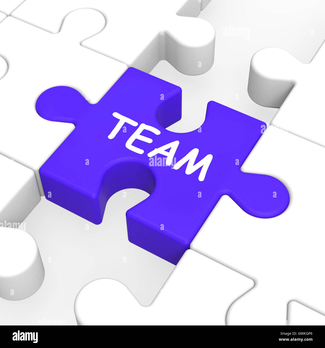 Team-Puzzle zeigt Partnerschaft Teamwork Gemeinschaft und Einheit Stockfoto