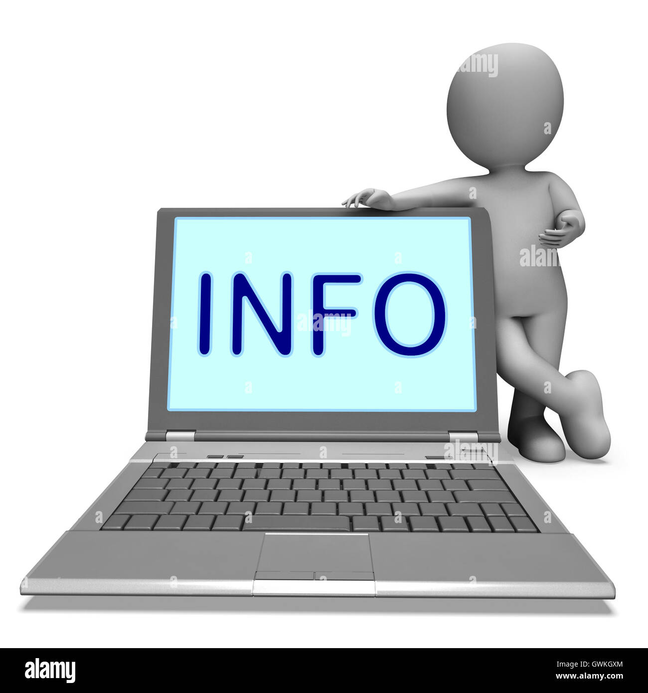 Informationen über Laptop bedeutet Informationen wissen und Hilfe Online Stockfoto