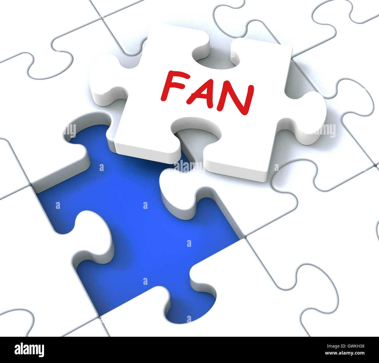Fan-Puzzle zeigt Anhänger Likes oder Internet-Fans Stockfoto