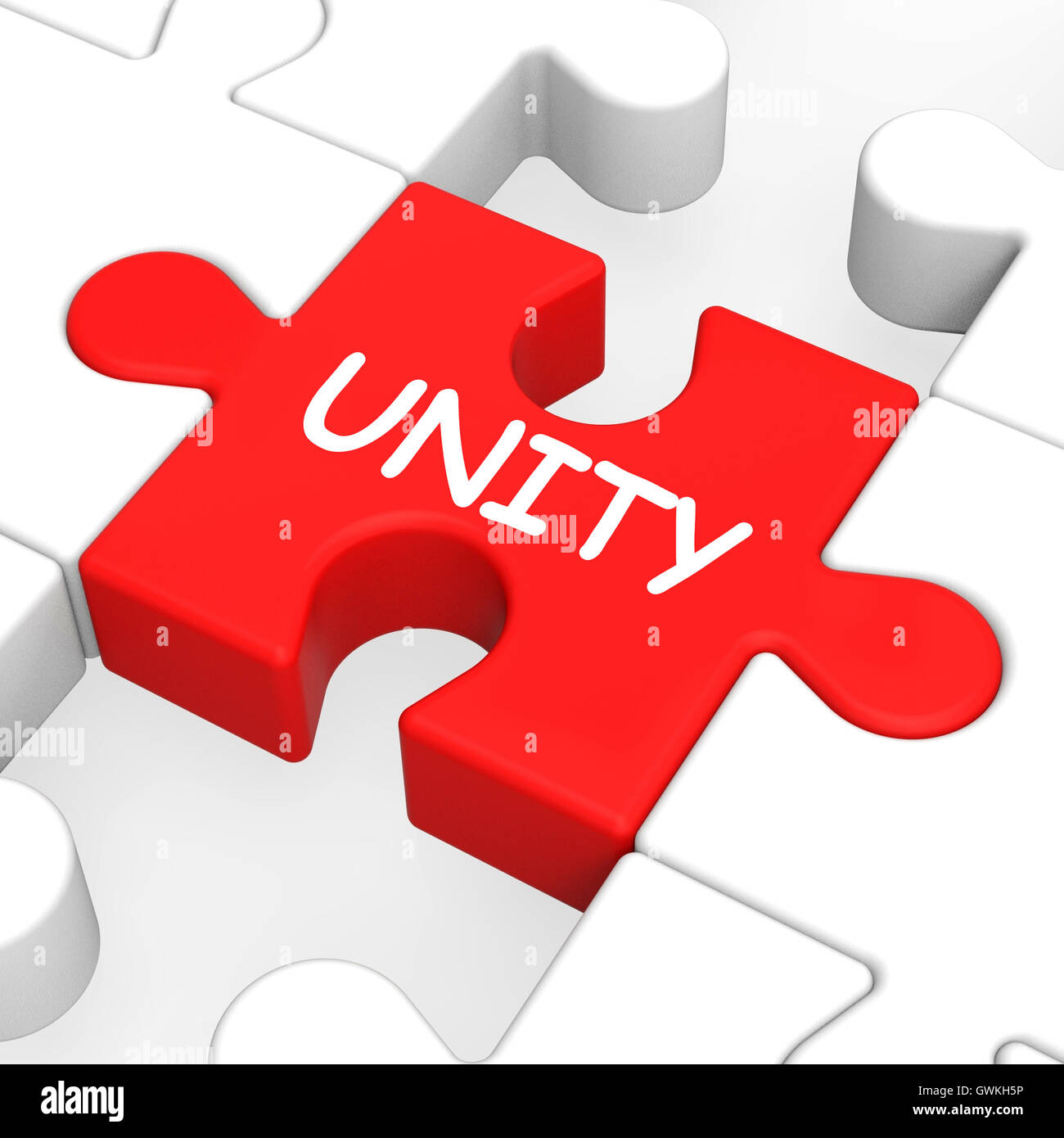 Einheit-Puzzle zeigt Team Teamwork und Zusammenarbeit Stockfoto