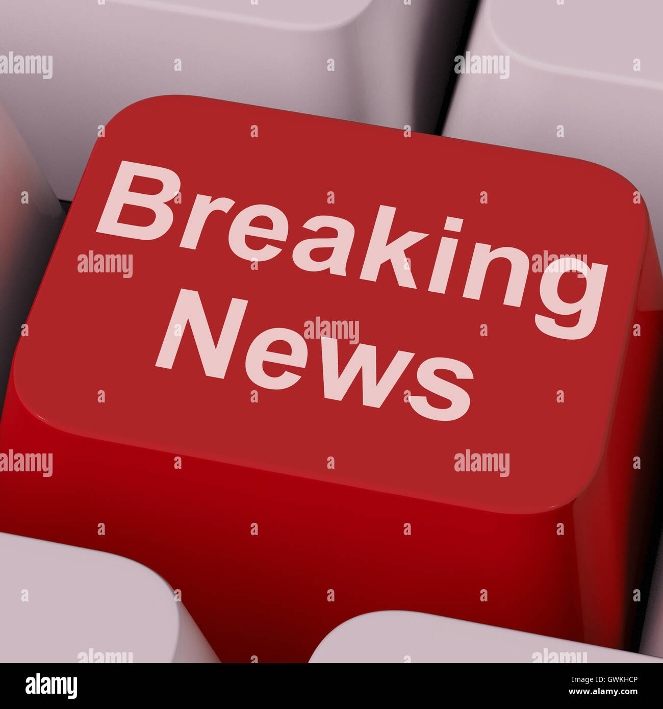 Breaking News-Taste zeigt Newsflash Sendung Online Stockfoto