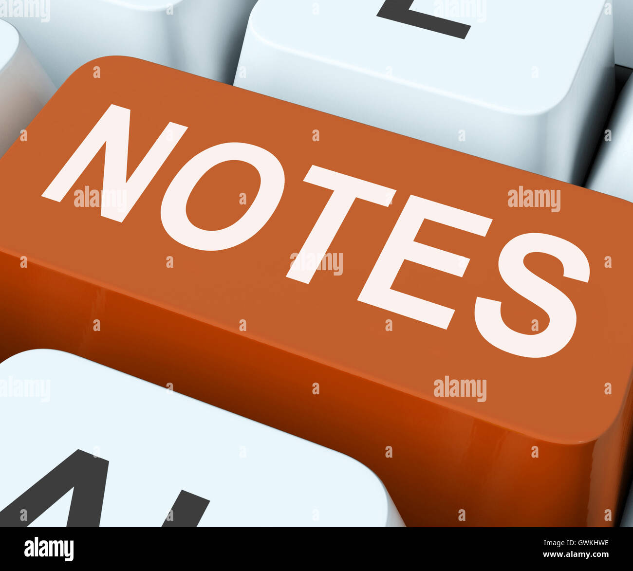 Notizen-Taste zeigt Informationen Erinnerungen oder Info Stockfoto