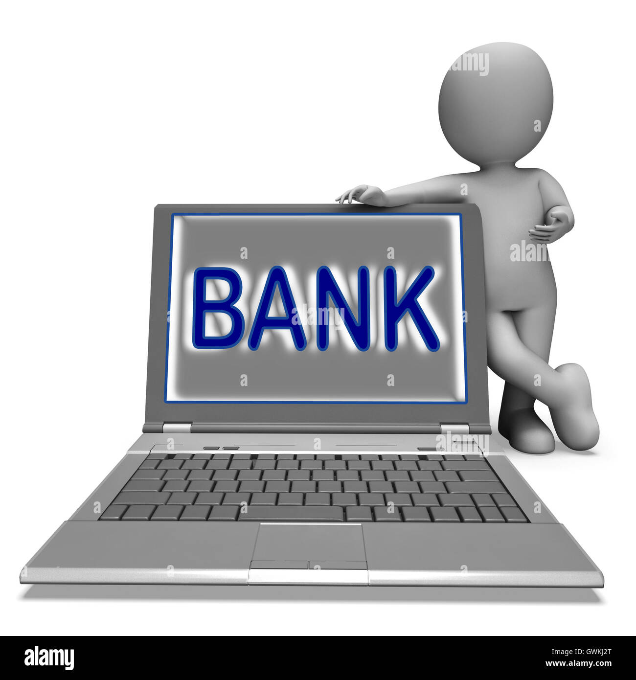 Bank auf Laptop zeigt Internet oder elektronischen Online-Banking Stockfoto