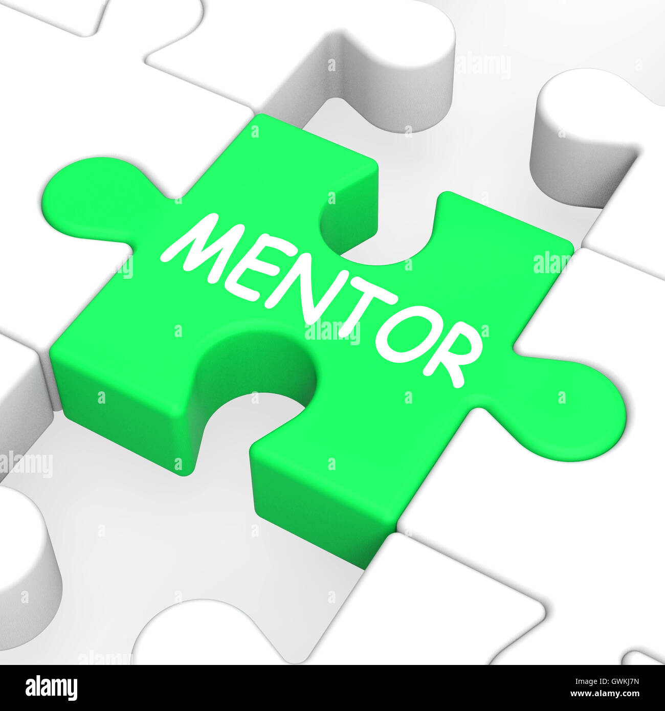 Mentor-Puzzle zeigt Mentoring Mentoring und Mentoren Stockfoto