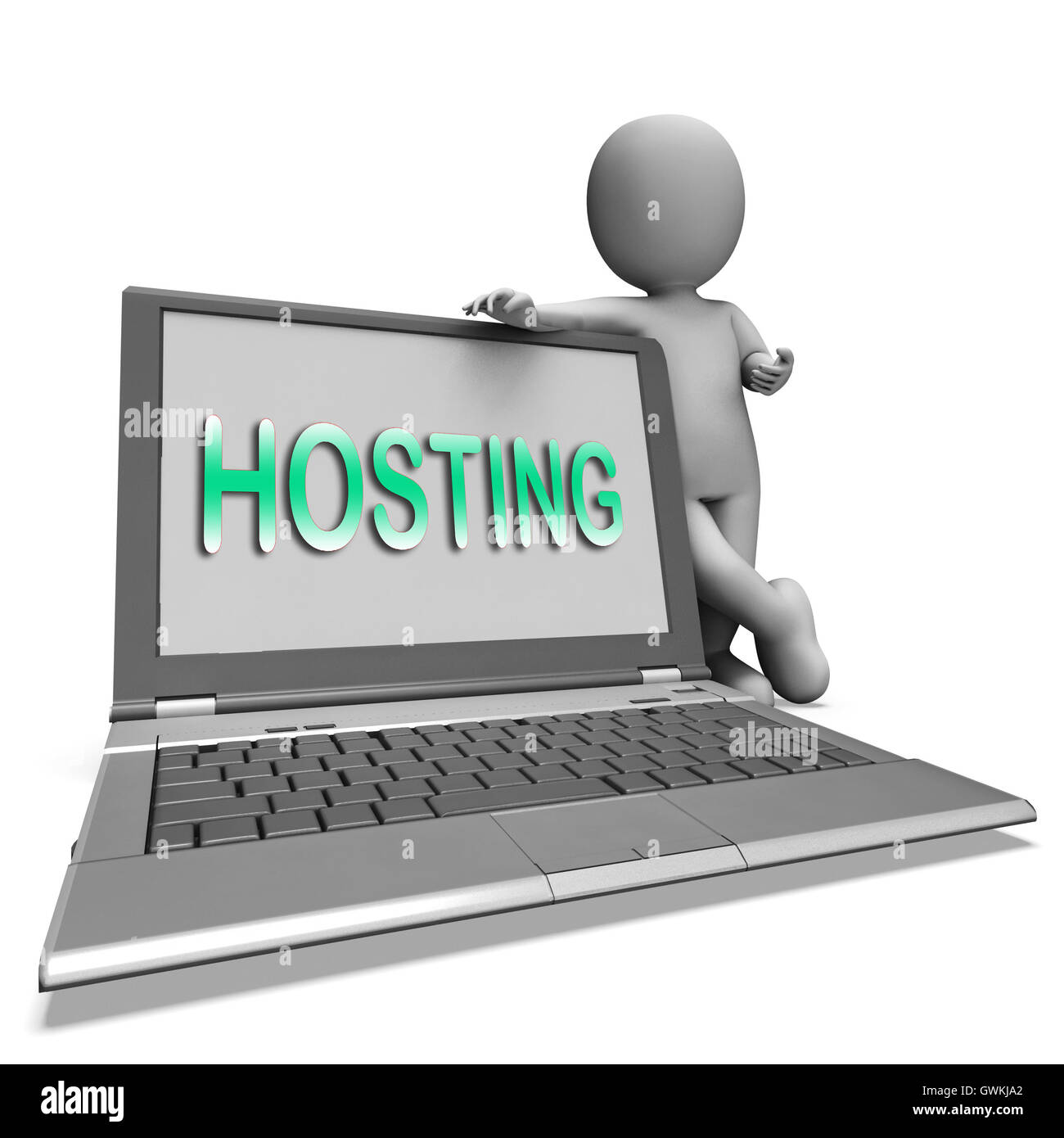 Hosting-Laptop zeigt Web Internet oder Website-Host Stockfoto