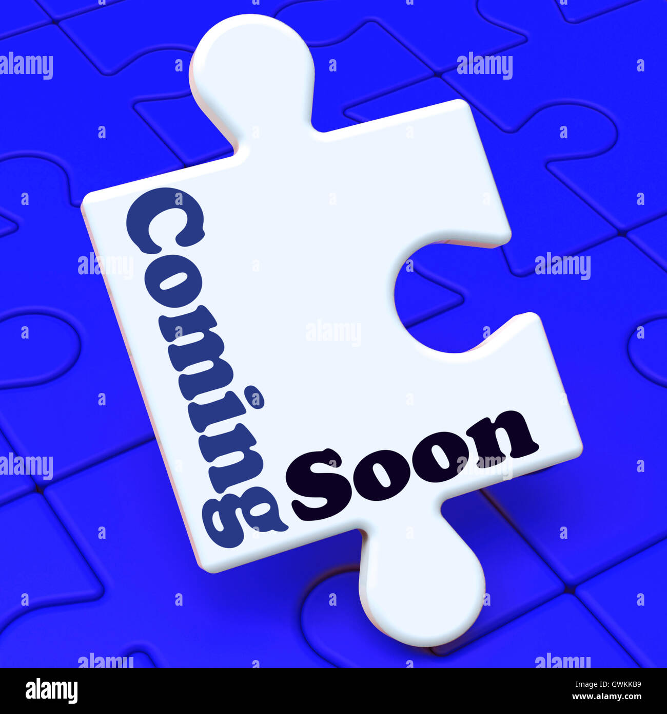 Kommen bald zeigt neue Ankunft oder Promotion Produkt Puzzle Stockfoto