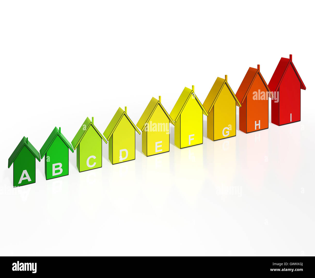 Energy Efficiency Rating Häuser Show Eco Buildings Stockfoto