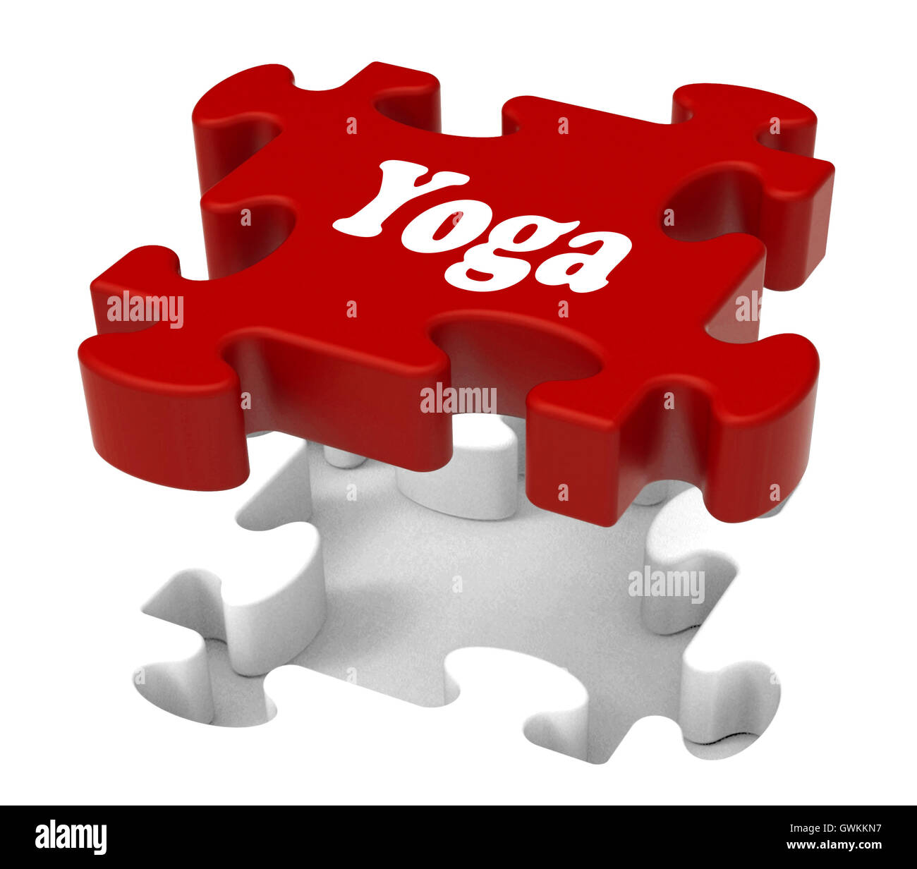 Yoga-Puzzle zeigt Erleuchtung meditieren, Meditation und Entspannung Stockfoto