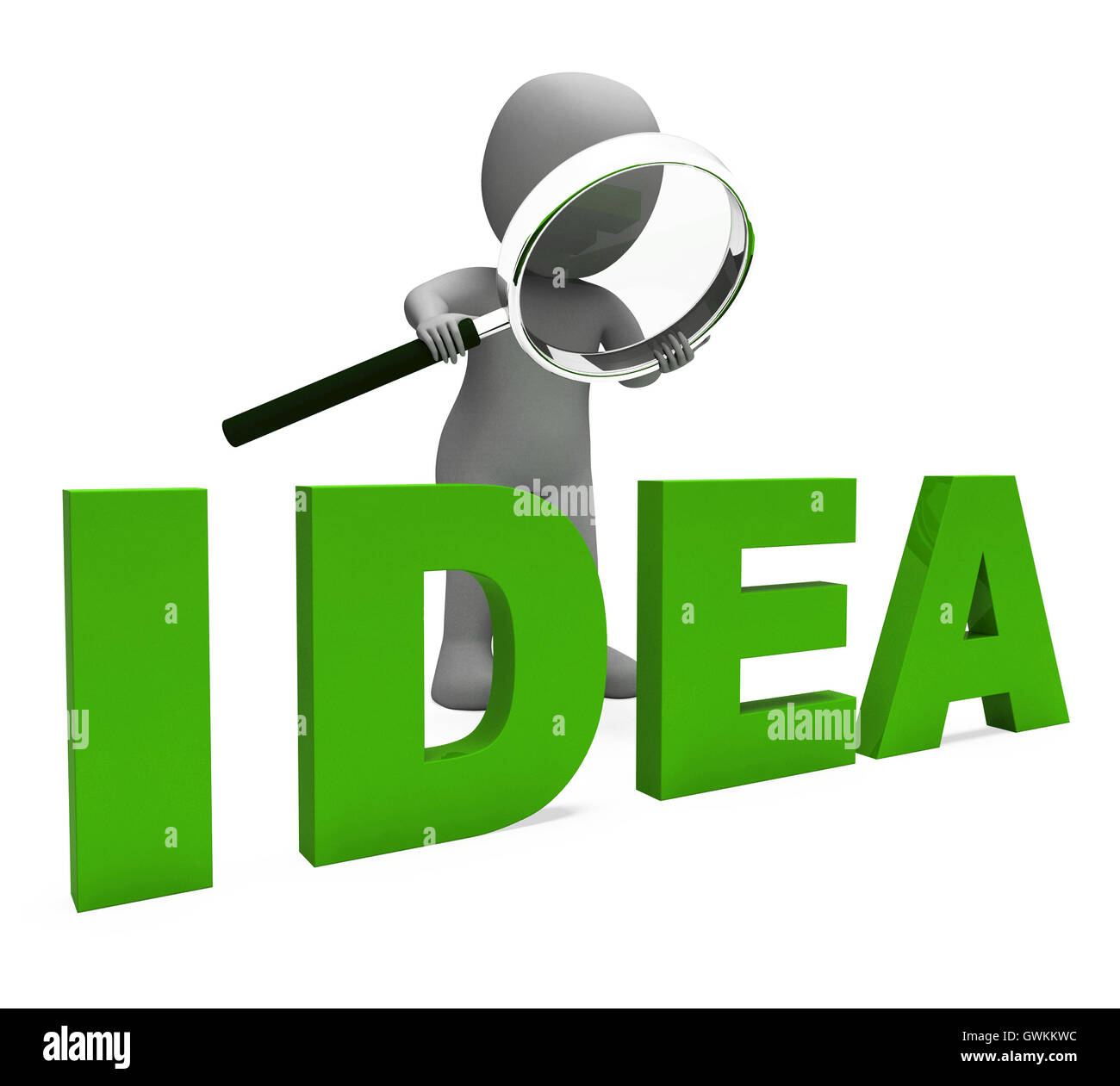 Ideen-Charakter zeigt Konzepte Idee und Innovation Stockfoto