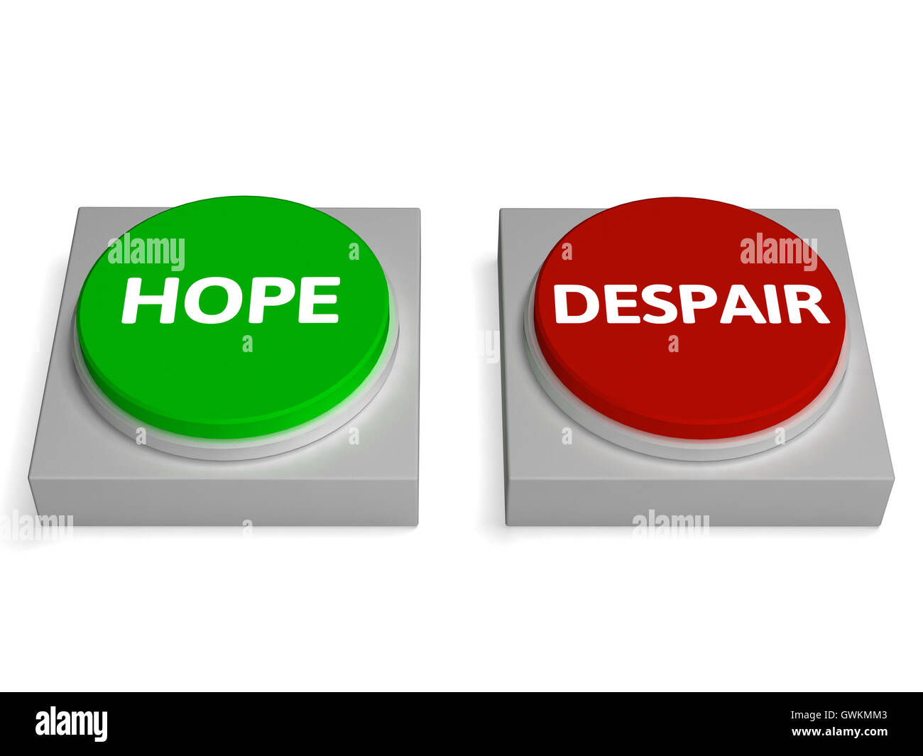 Verzweiflung Hoffnung Tasten Show Hoffnungslosigkeit oder hoffnungsvoll Stockfoto