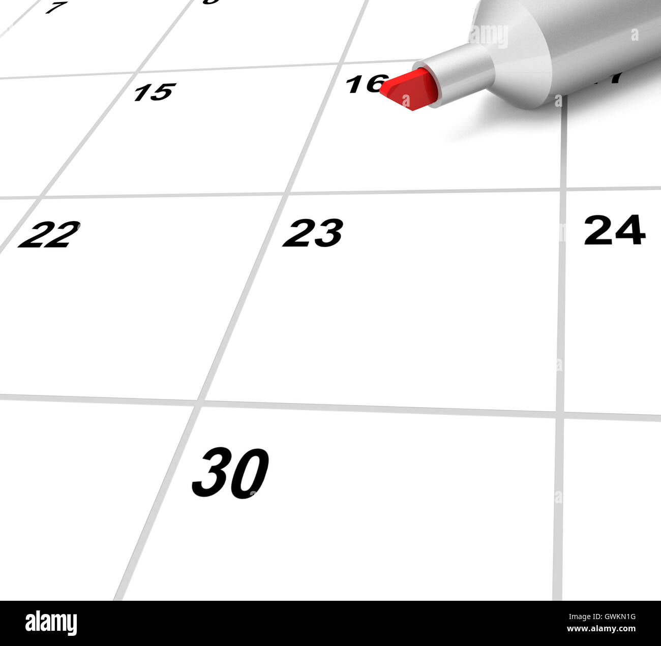 Leerer Kalender zeigt Termine planen oder eine Veranstaltung Stockfoto