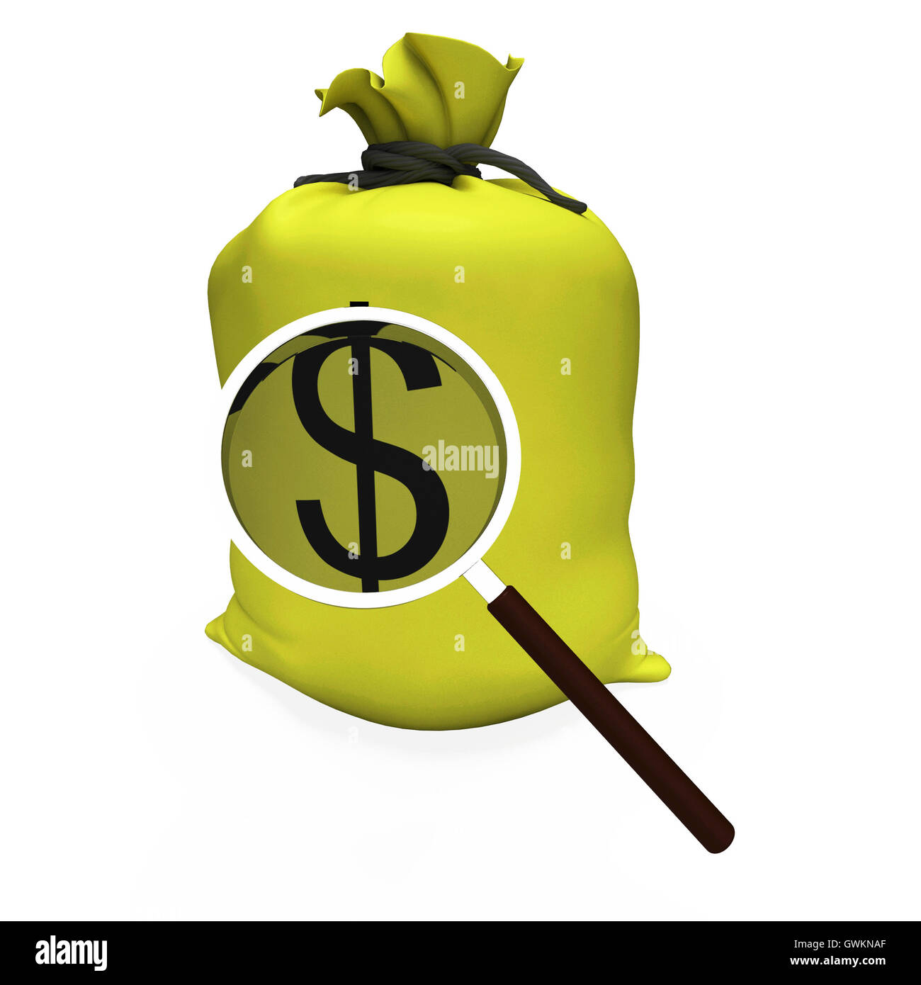 Dollar Sack zeigt amerikanisches Geld Usd oder Bargeld Stockfoto