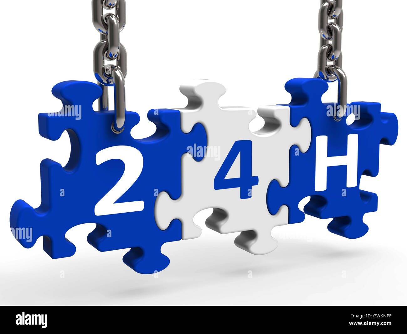24h auf Puzzle zeigt alle Tag-24-Stunden-Service Stockfoto
