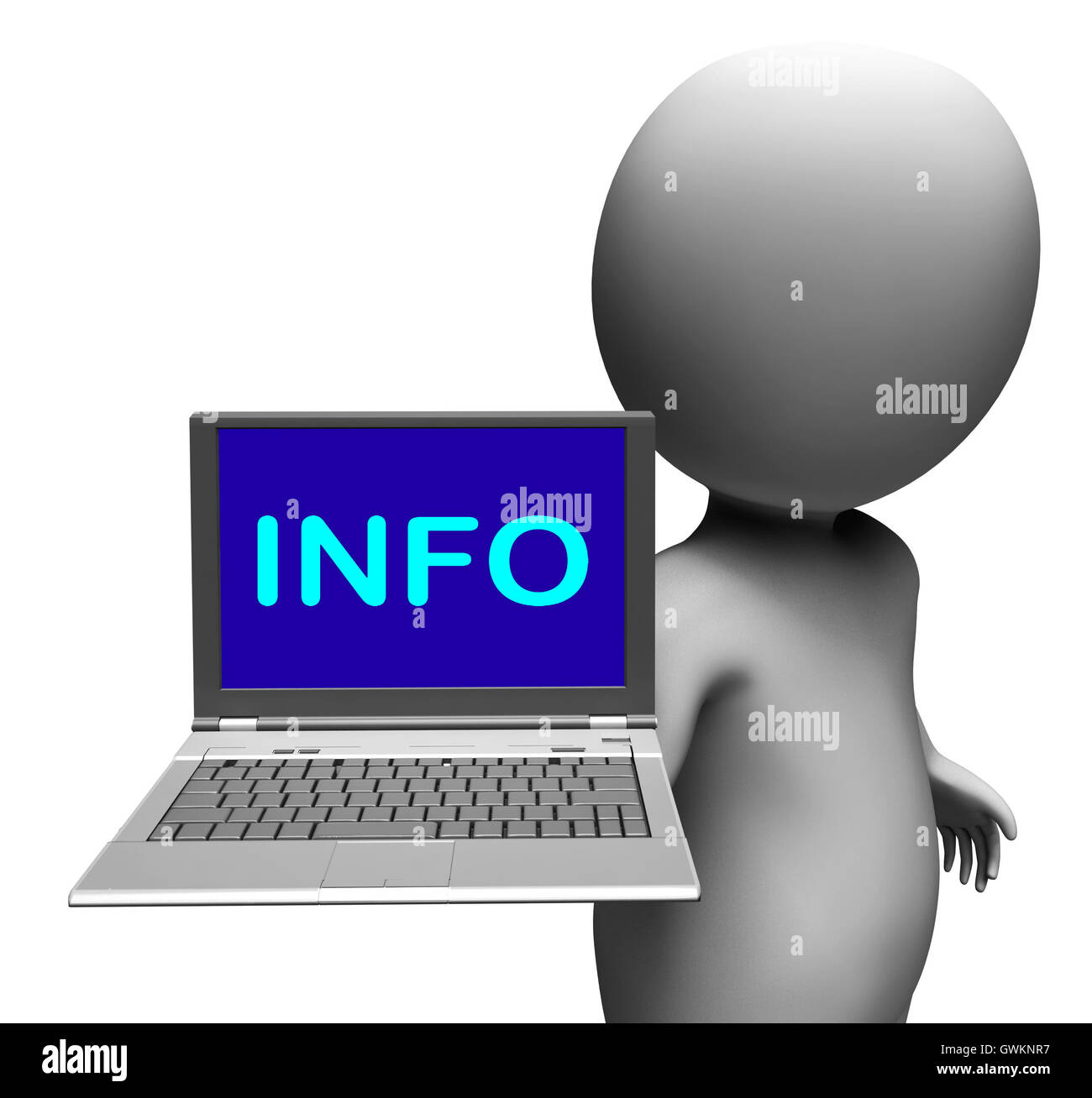Informationen über Laptop Mittel Hilfe wissen und Informationen Online Stockfoto