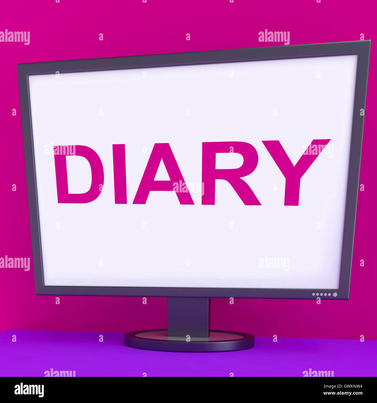 Tagebuch-Bildschirm zeigt Online-Planer Planung oder Scheduler Stockfoto