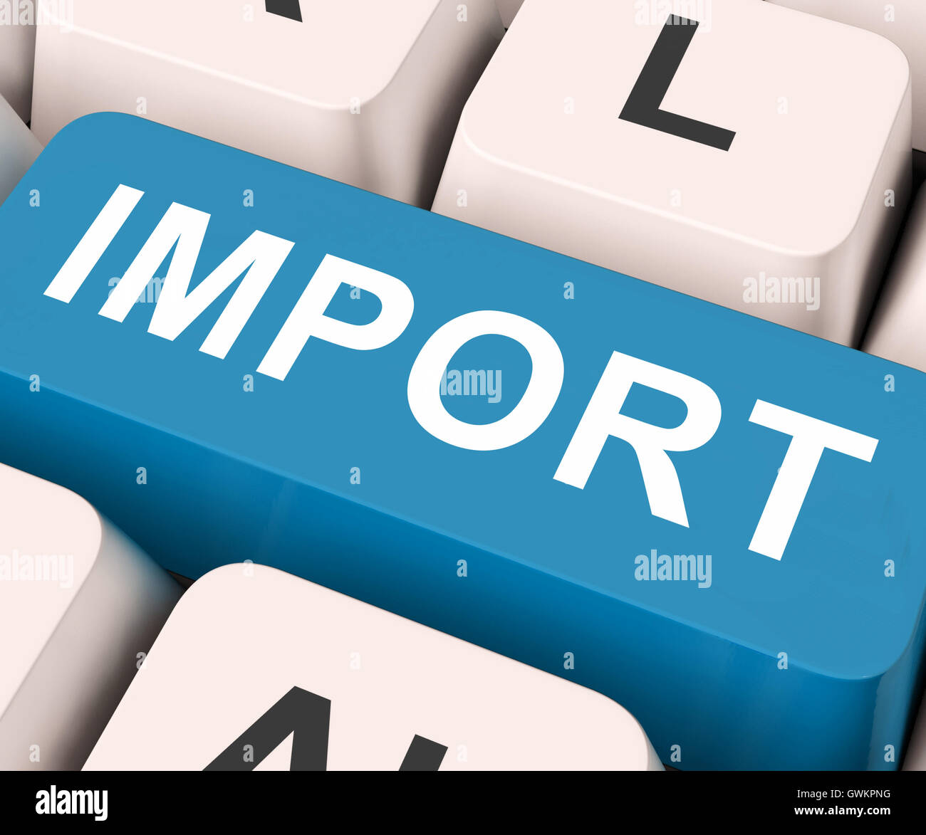 Importieren Sie Hauptmittel importieren oder Importe Stockfoto