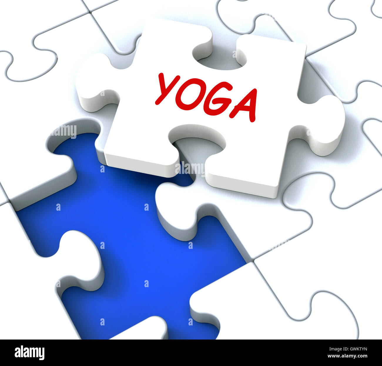 Yoga Puzzle zeigt meditieren Meditation Gesundheit und Entspannung Stockfoto