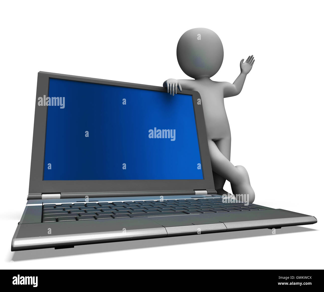 Laptop und Internet surfen zeigt Charakter Stockfoto