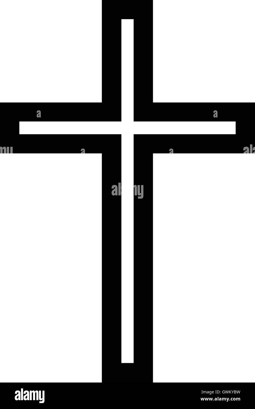 Christian Kreuz Symbol, isolierte Kreuzsymbol, schwarze und weiße Vector Illustration Stock Vektor