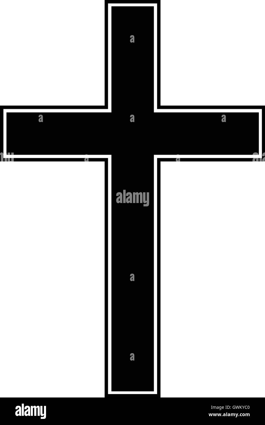 Christian Kreuz Symbol, isolierte Kreuzsymbol, schwarze und weiße Vector Illustration Stock Vektor