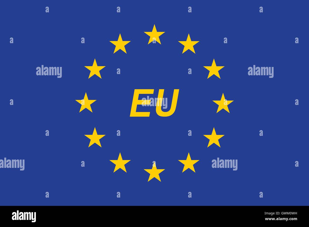 EU-Flagge mit EU Buchstaben, EU Flagge Variante mit EU Briefe Illustration, offiziellen Farben und genaue Anteil Stock Vektor