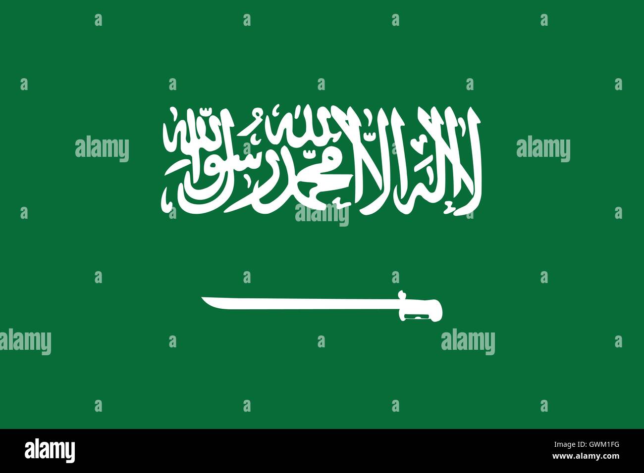 Saudi-Arabien-Flagge, Farben korrigieren und Proportion, genaue Vektor-Illustration. Stock Vektor