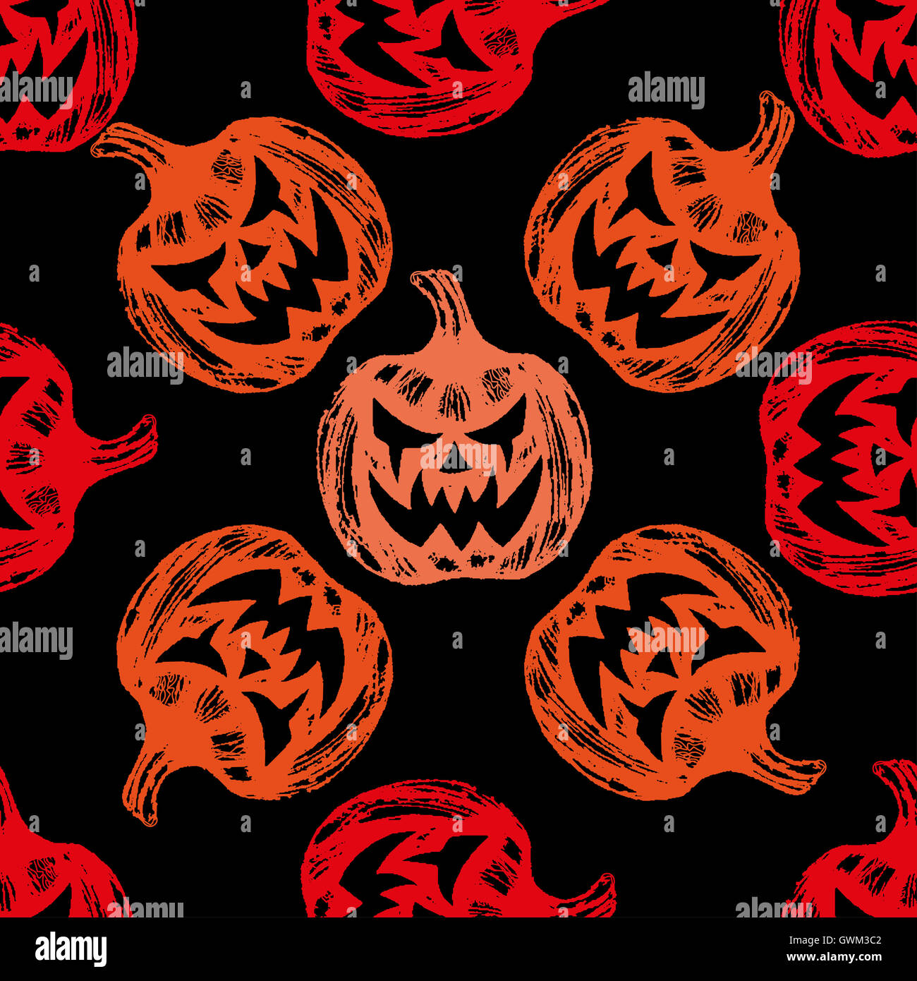 Nahtlose Muster mit Halloween-Kürbisse. Abbildung. Stockfoto