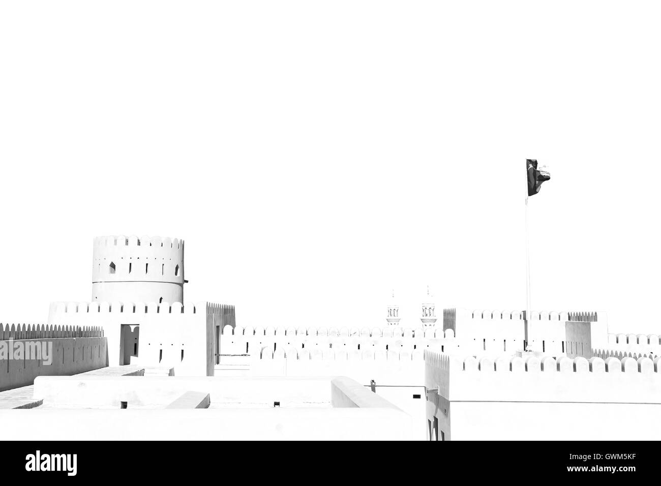Fort Battlesment Himmel und Sterne Ziegel in Oman Muscat die alte defensive Stockfoto