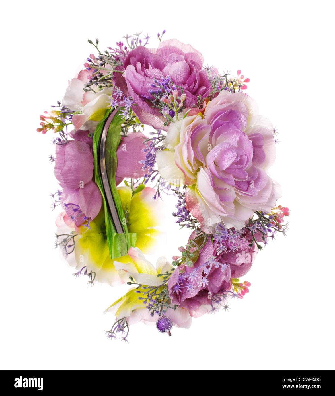 Haar-Accessoires. Künstliche Blumen Hoop. Schönheit. Mode. isoliert auf weiss Stockfoto