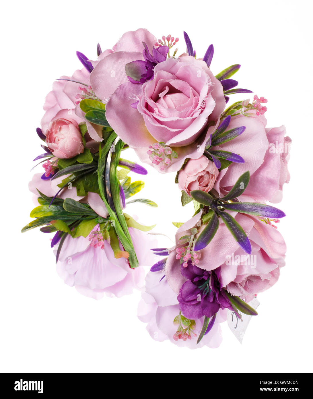 Haar-Accessoires. Künstliche Blumen Hoop. Schönheit. Mode. isoliert auf weiss Stockfoto