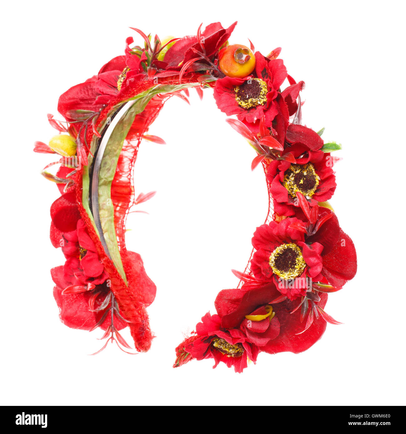 Haar-Accessoires. Künstliche Blumen Hoop. Schönheit. Mode. isoliert auf weiss Stockfoto