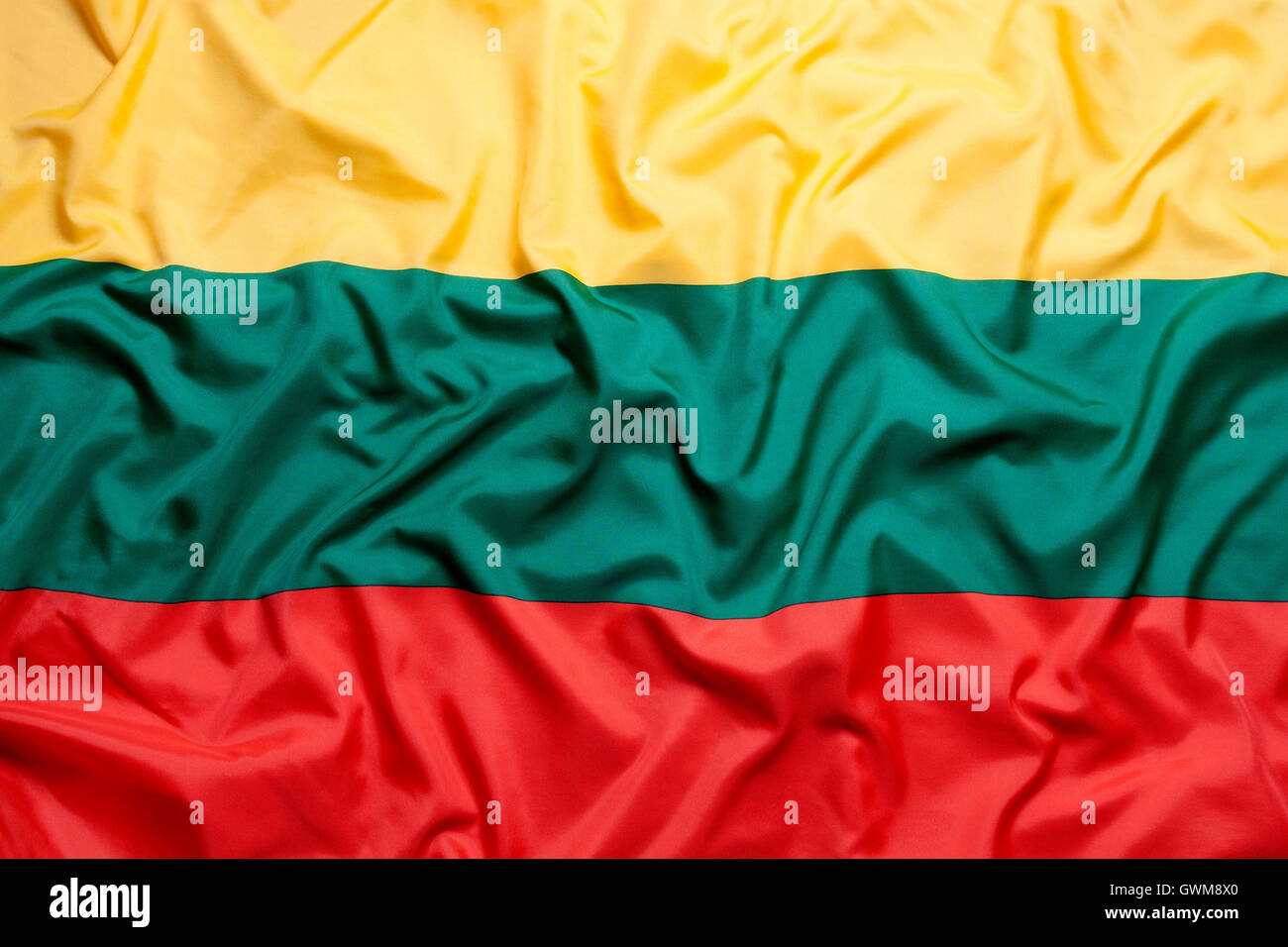 Textil-Flagge Litauens als Hintergrund Stockfoto