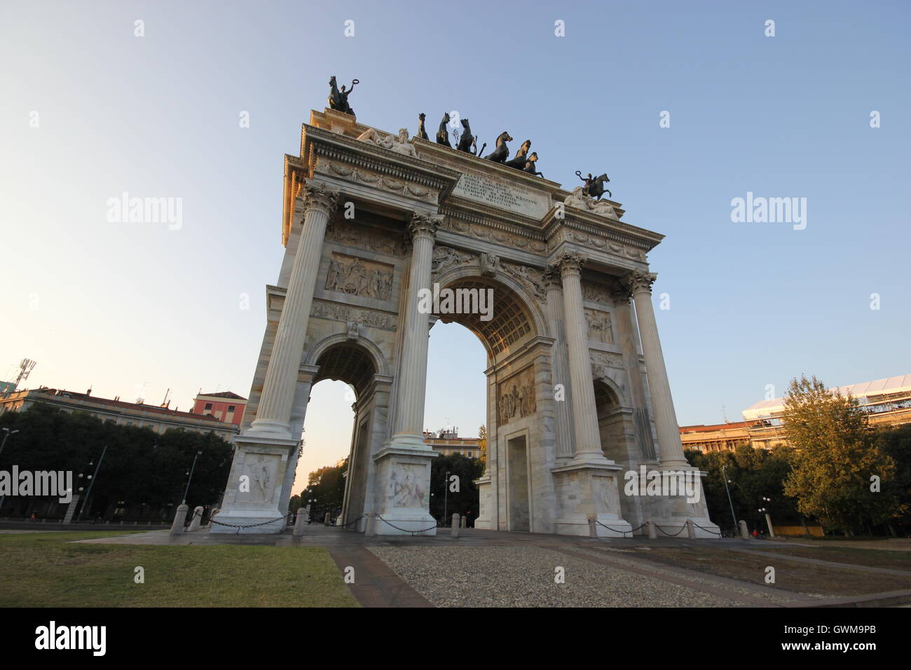 Arco della Pace, Bogen des Friedens, Mailand, Italien, Denkmäler und historischen Stätten, Sehenswürdigkeiten, Tourismus Stockfoto