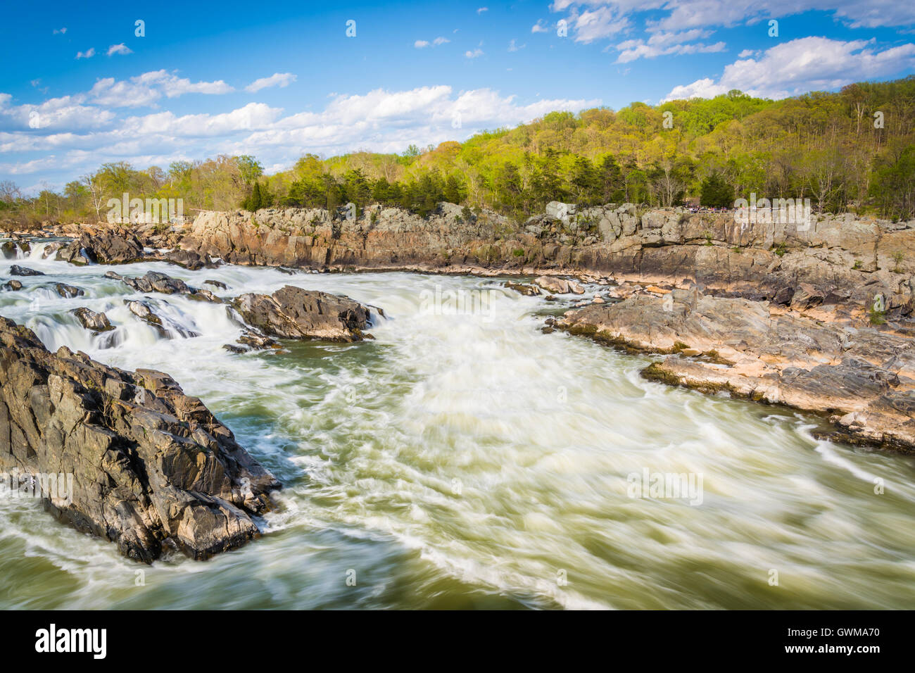 Stromschnellen im Potomac River an der Great Falls Park, Virginia. Stockfoto