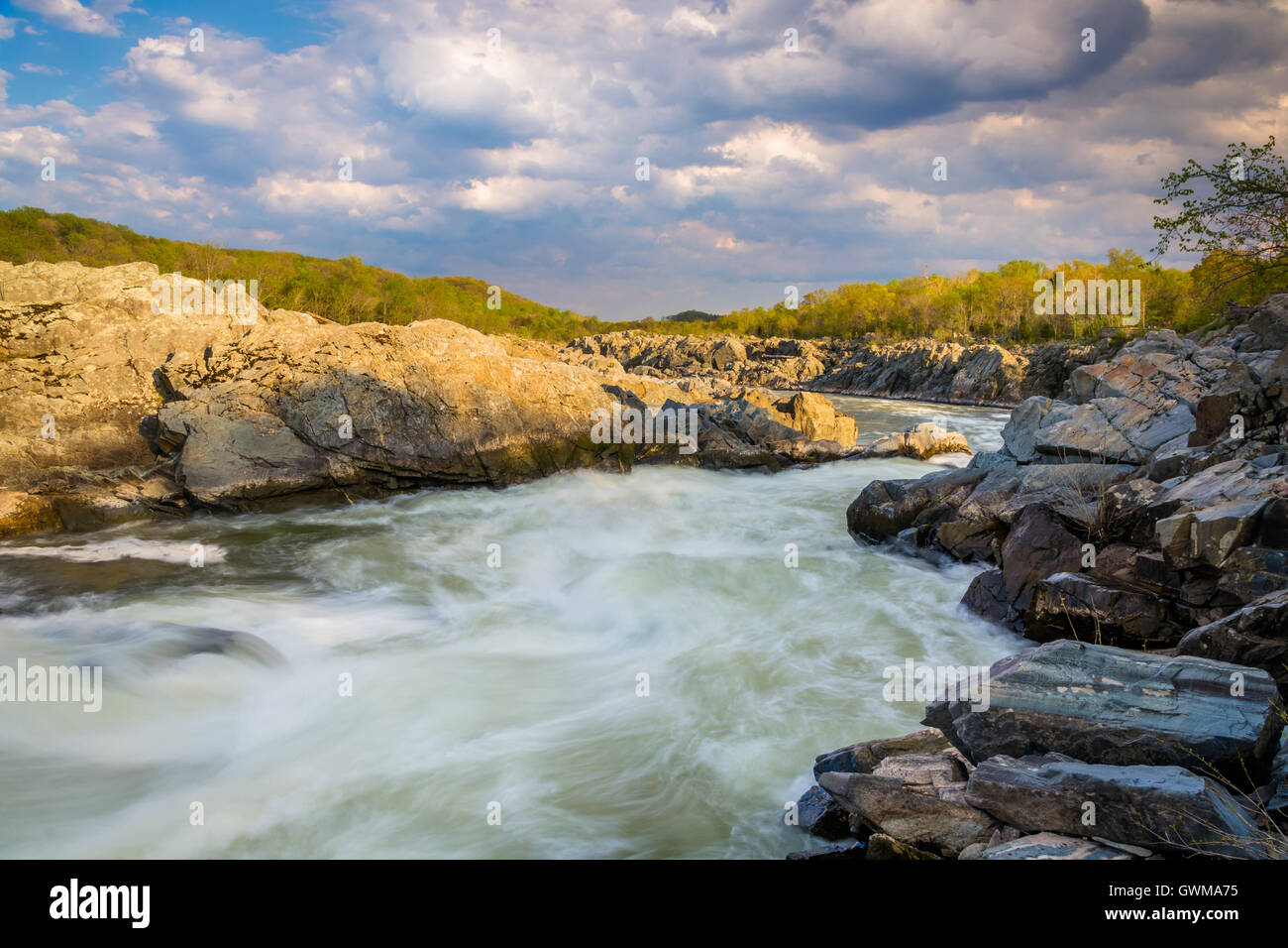 Stromschnellen im Potomac River an der Great Falls Park, Virginia. Stockfoto