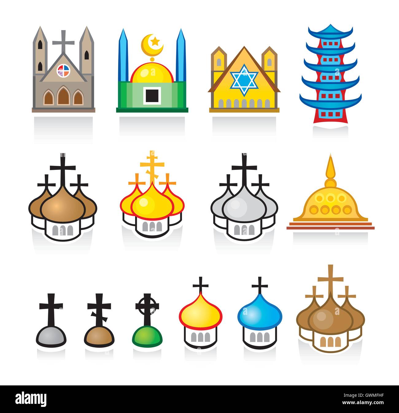 Religiöse Tempel und Orte der Anbetung Vektor Web Icon set EPS-8 Stock Vektor Religiöse Tempel und Orte der Anbetung Vektor Web Icon set EPS-8 Stock Vektor