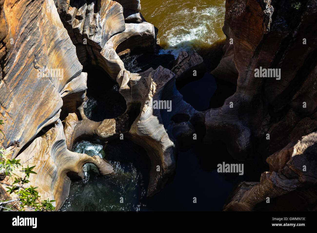 Bourke es Luck Potholes ist das Ergebnis der Erosion und markiert den Beginn der Blyde River Canyon of South Africa. Stockfoto