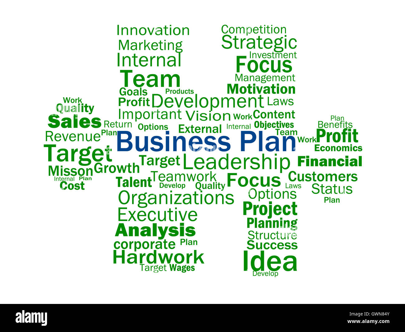 Business-Plan zeigt Ziele Strategiepläne oder Planung Stockfoto