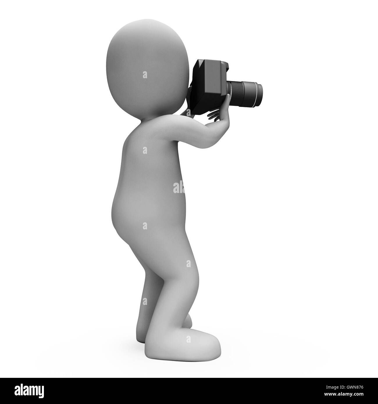 Digitales Foto Charakter zeigt Snapshot Dslr und Fotografie Stockfoto
