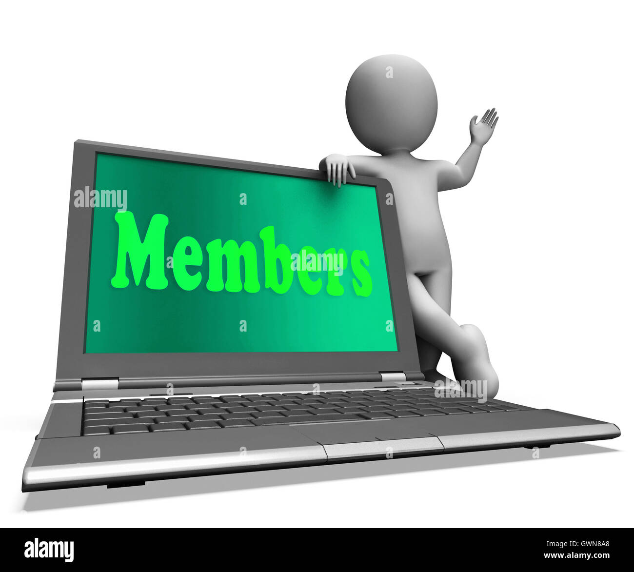 Mitglieder Laptop zeigt Mitgliedschaft Anmeldung und Web abonnieren Stockfoto