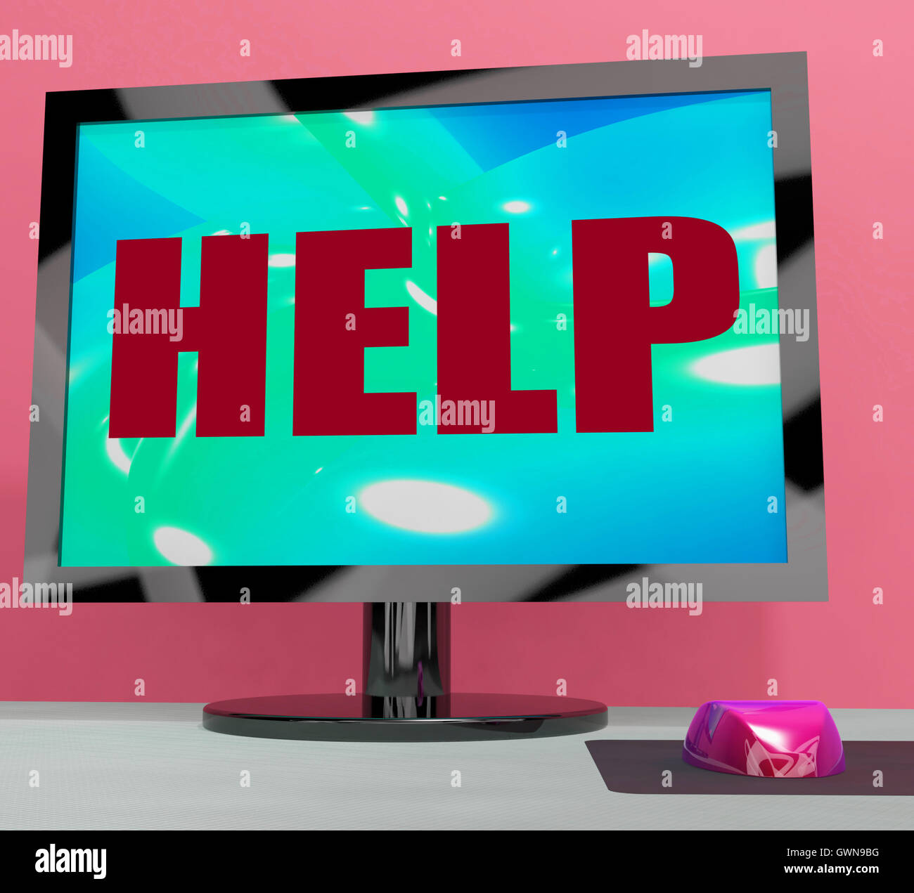 Helfen Sie auf Monitor zeigt Helpline Helpdesk und Support Stockfoto