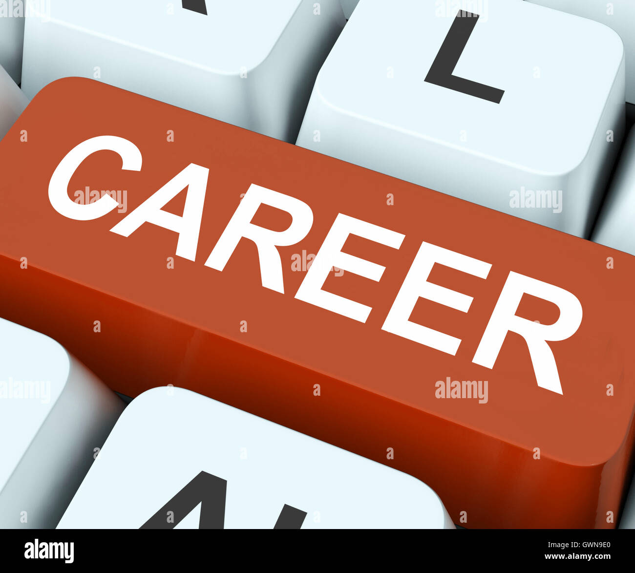 Karriere-Schlüssel bedeutet Beruf oder Job Stockfoto