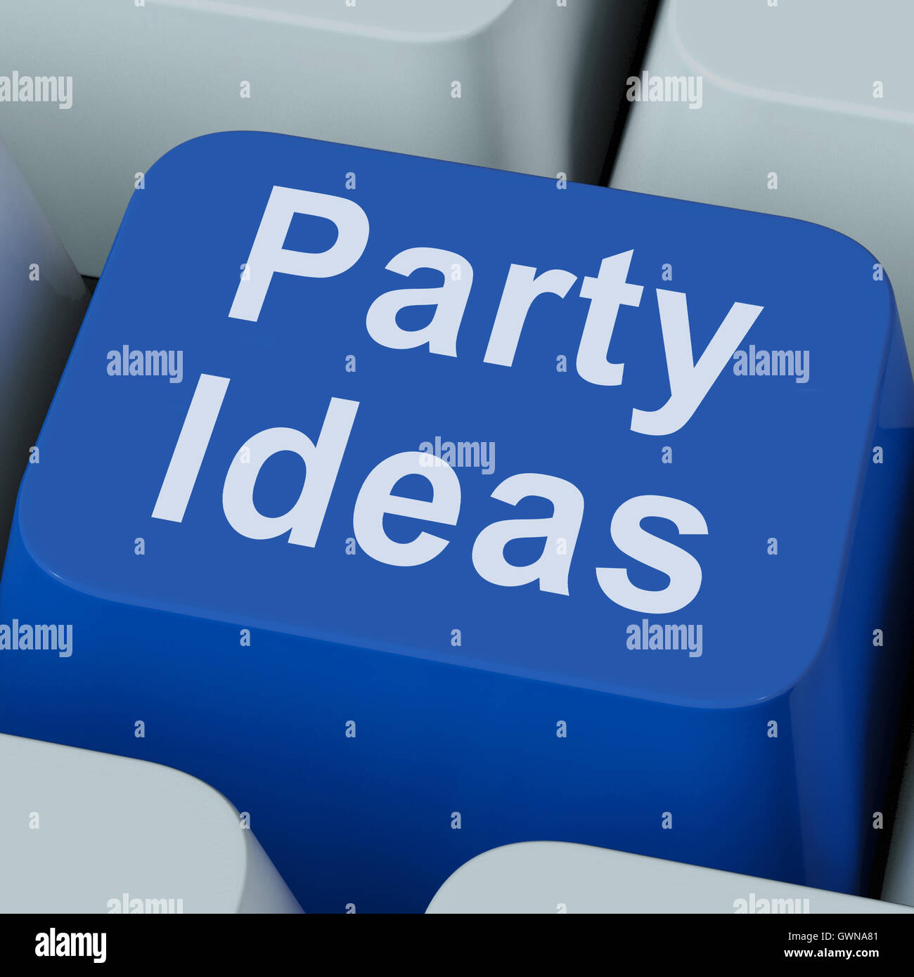 Party Ideen Schlüssel zeigt Feier Planungsvorschläge Stockfoto