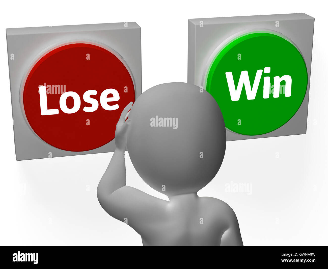 Win-Tasten Show Wette oder Verlierer verlieren Stockfoto