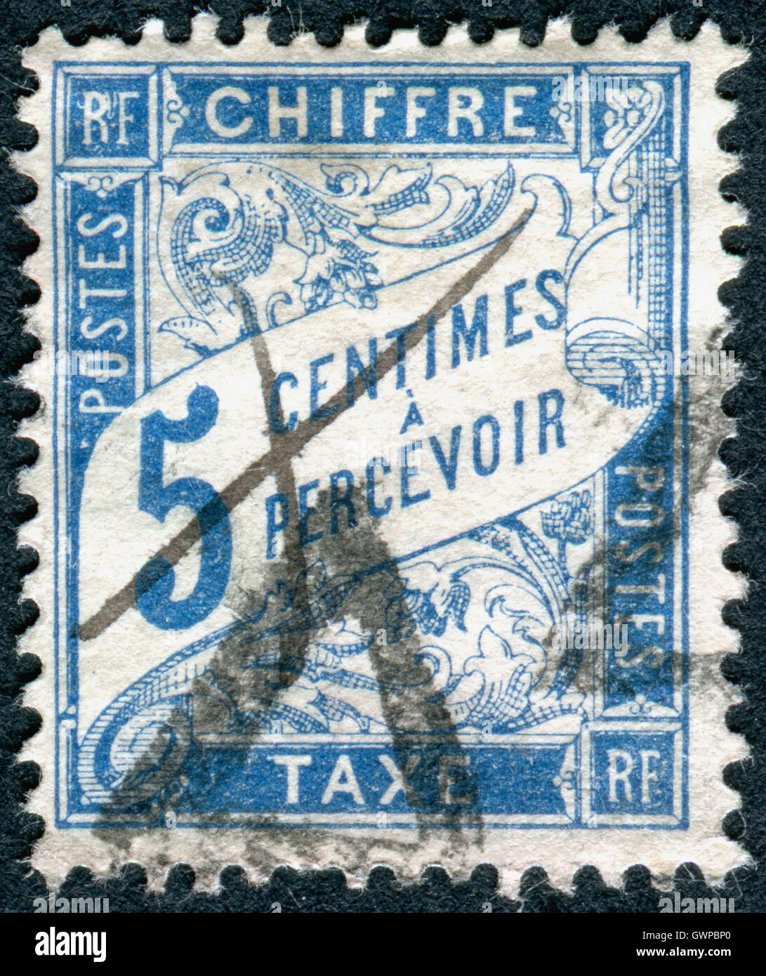 Frankreich - ca. 1894: Eine Briefmarke gedruckt in Frankreich, zeigt einen Nennwert von Porto Marken, ca. 1894 Stockfoto