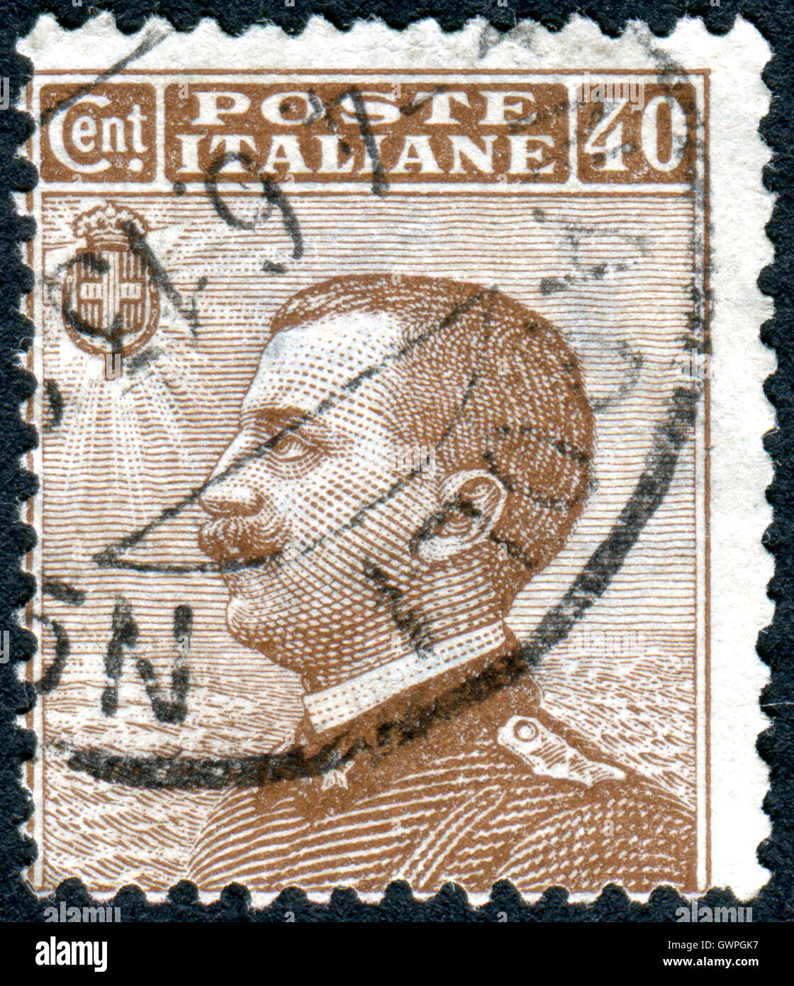 Italien - ca. 1908: Eine Briefmarke gedruckt in Italien, zeigt der König von Italien Victor Emmanuel III, ca. 1908 Stockfoto