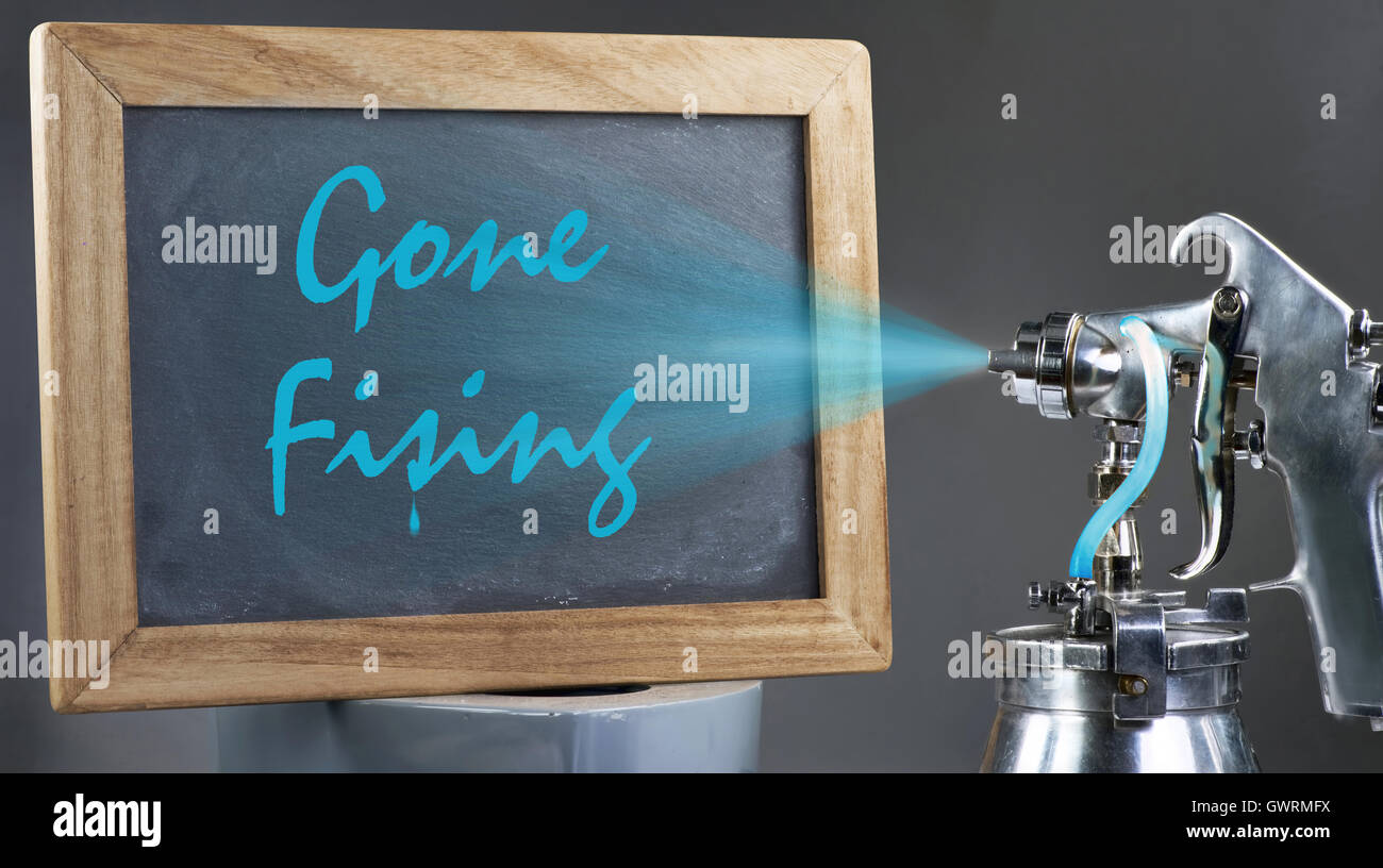 Gone Fishing Zeichen nur lackiert. Stockfoto