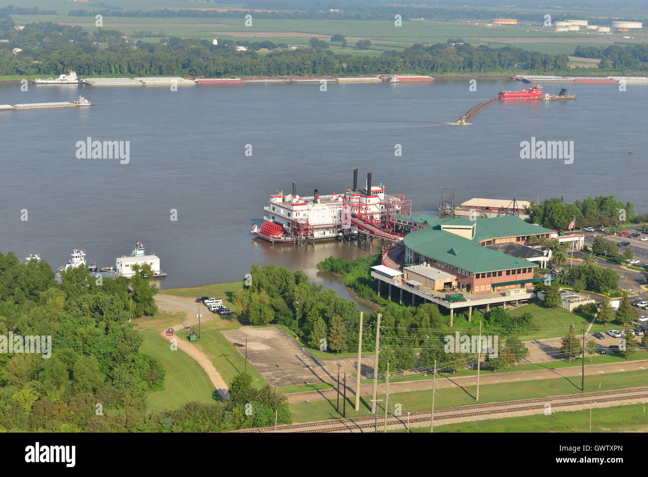 Aussicht von der Spitze des Louisiana Staatsaufbau Hauptstadt in Baton Rouge. Stockfoto