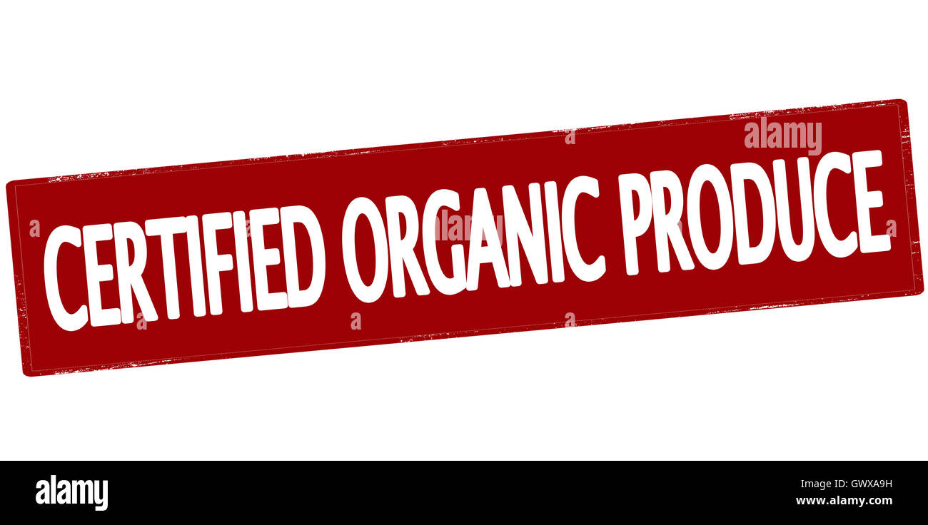 Stempel mit Text zertifizierte Bio-Produkte im Inneren, Vektor-illustration Stockfoto